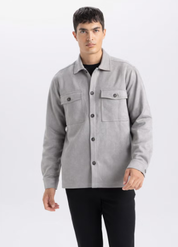 Grey Man Regular Fit Long Sleeve Overshirt Casual